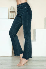 Trendsi Judy Blue Full Size Button Fly Hem Destroy Straight Jeans - Pants