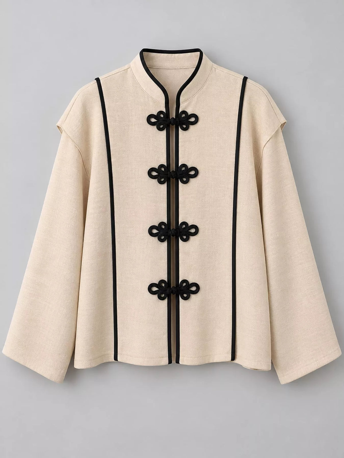 Cream chinese-style mandarin collar blouse