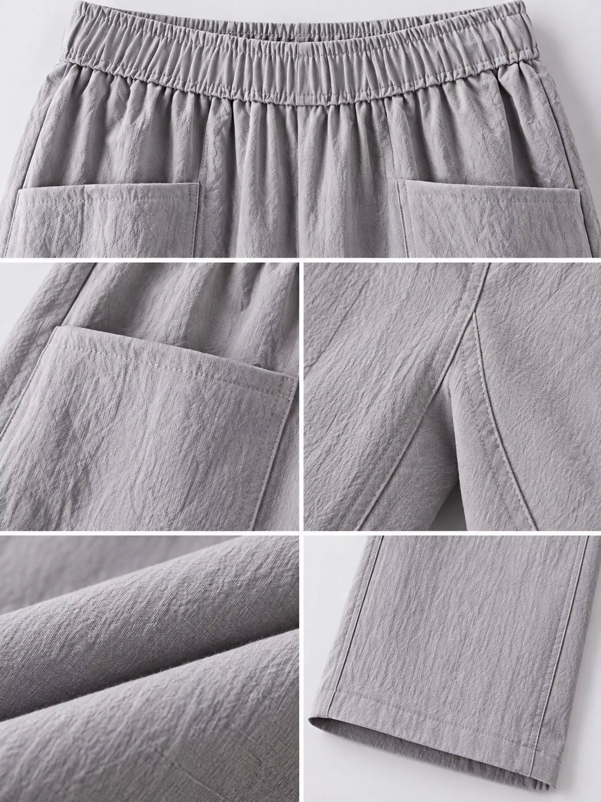 Linen-blend harem pants, gray garment details