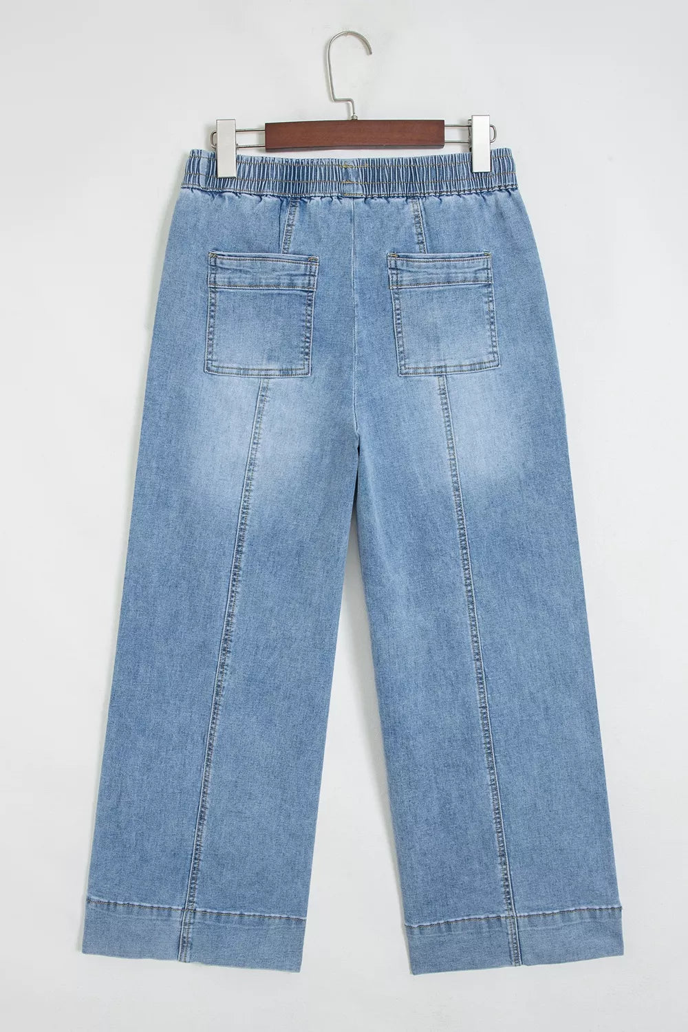 Trendsi Drawstring Waist Wide Leg Ankle Length Jeans -