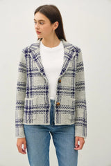 Trendsi Be Cool Plaid Long Sleeve Sweater Jacket with Front Patch Pockets -