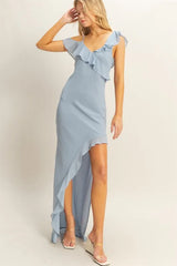 Trendsi HYFVE Chiffon Ruffle Trim Midi Dress - Dresses