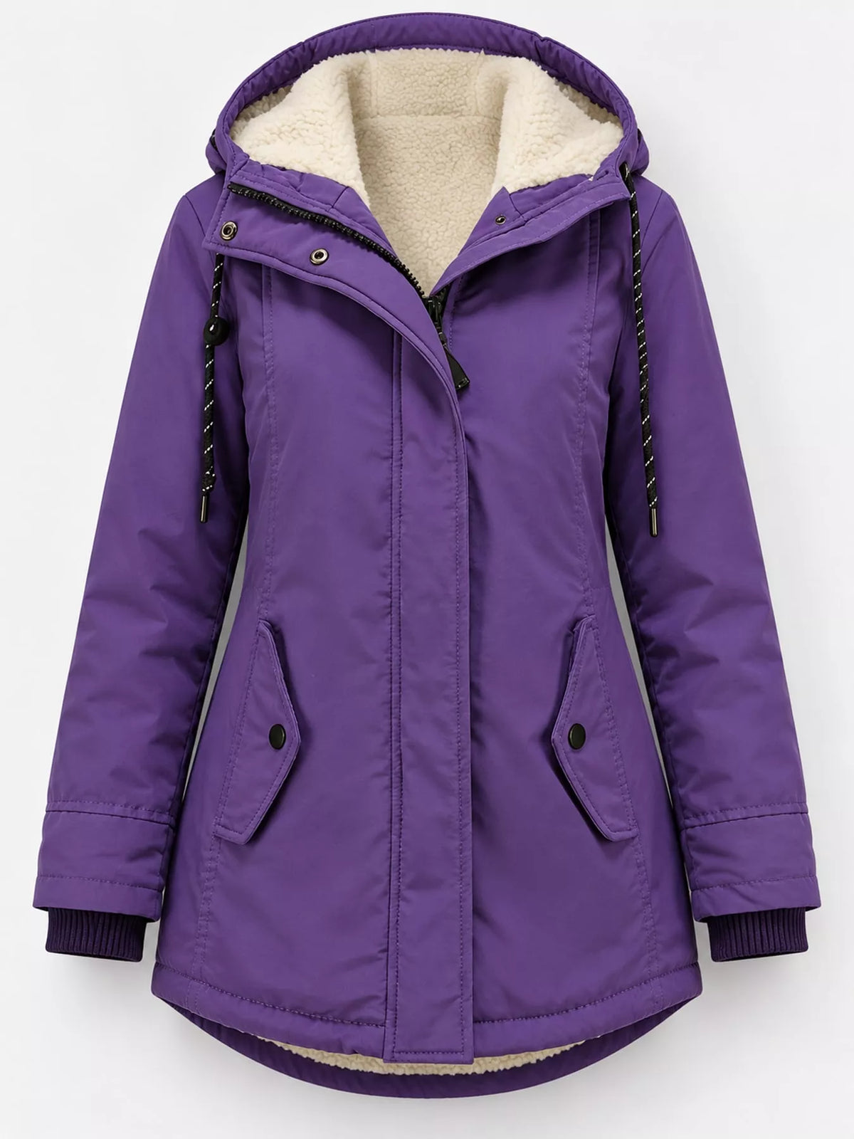Sherpa-Lined Hooded Jacket — garment front