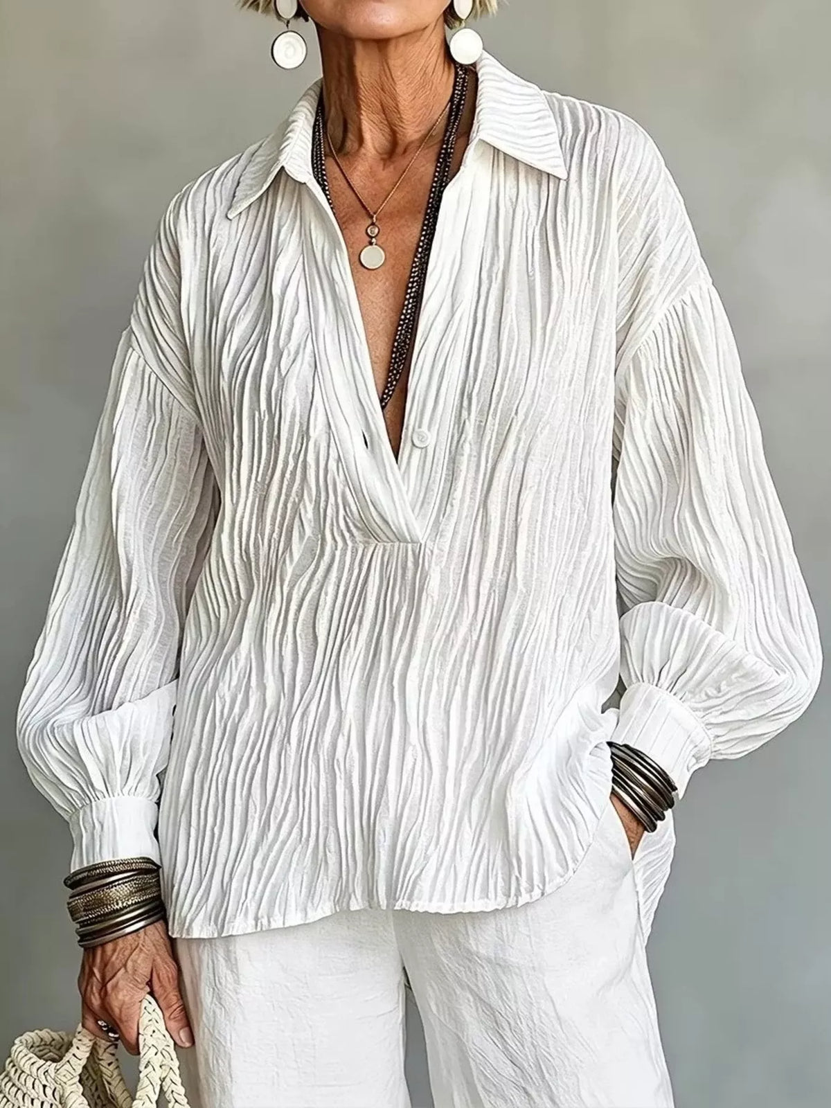 White textured blouse