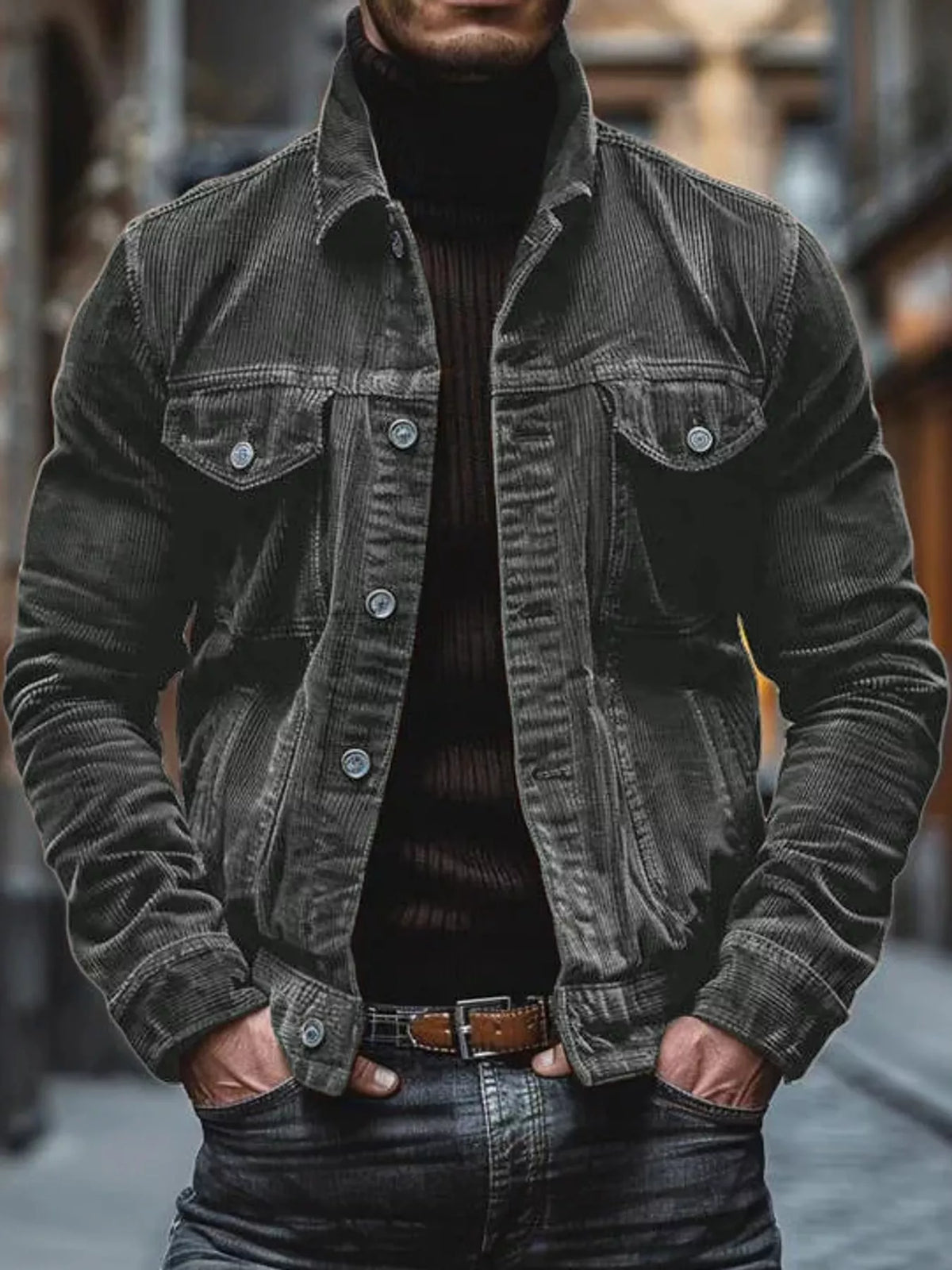 Vintage Corduroy Trucker Jacket — front view