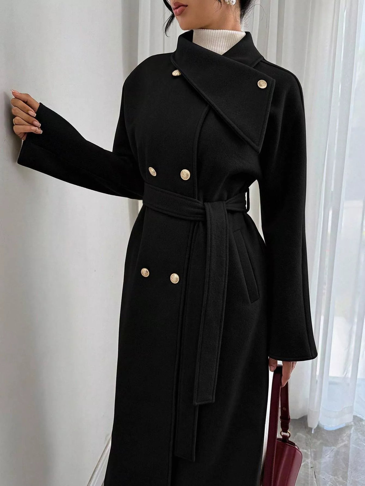 Trendsi Double-Breasted Longline Coat -