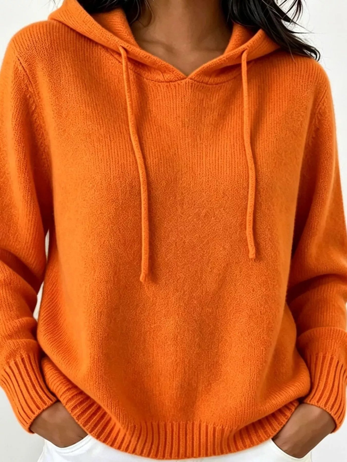 Trendsi Cozy Ribbed Long‑Sleeve Hooded Sweater -