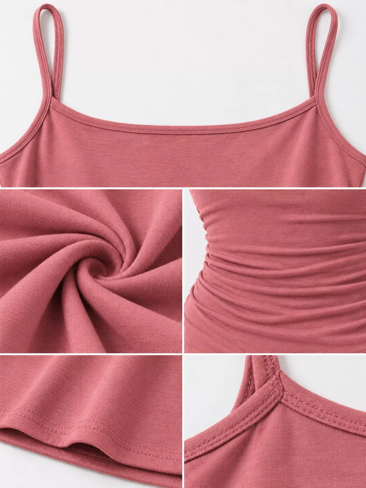 Pink bodycon spaghetti strap maxi dress, detail view