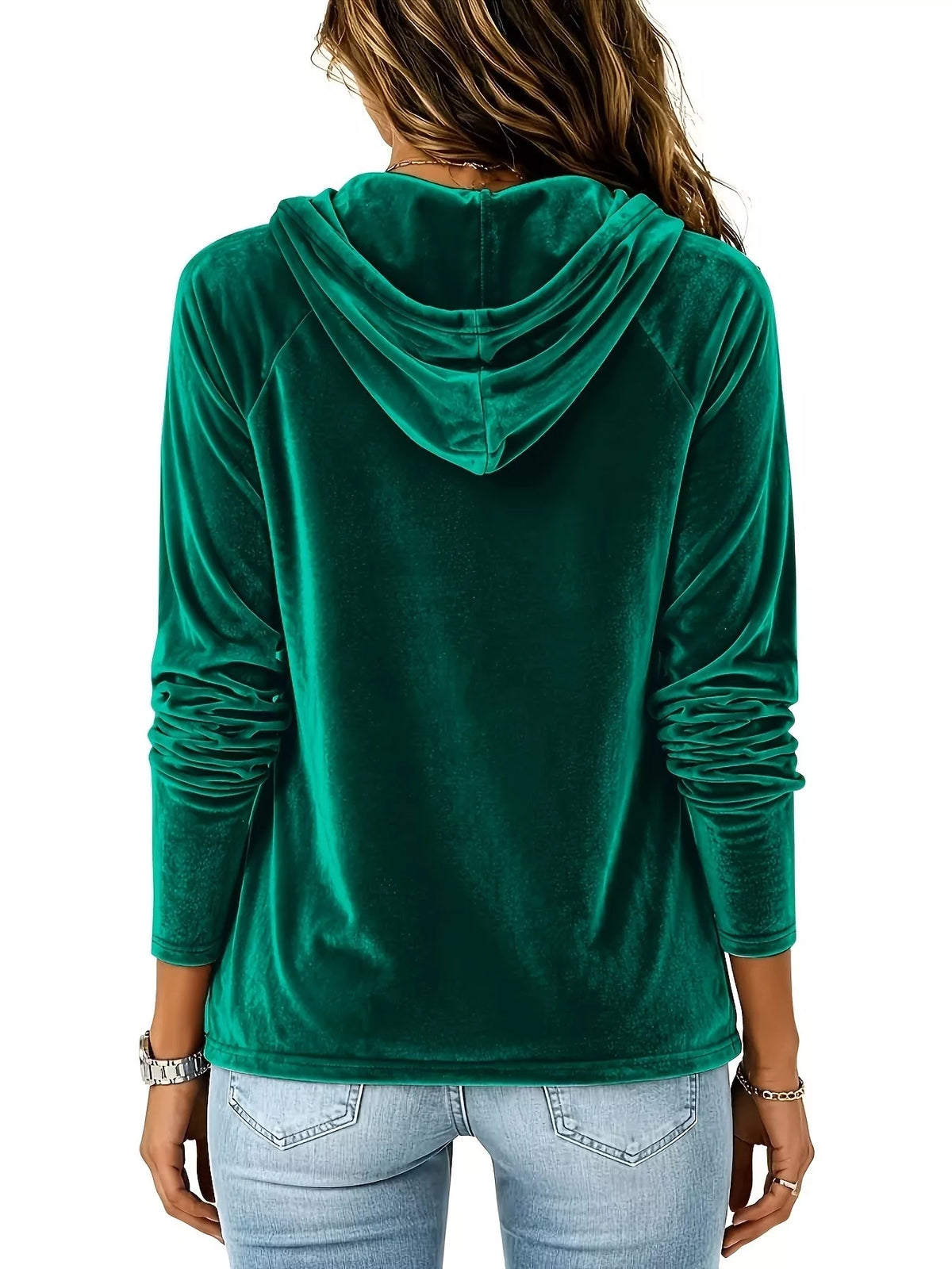 Trendsi Full Size Velvet Drawstring Long Sleeve Hoodie Plus Size -