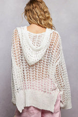 Trendsi POL Openwork Round Neck High Low Knit Top -
