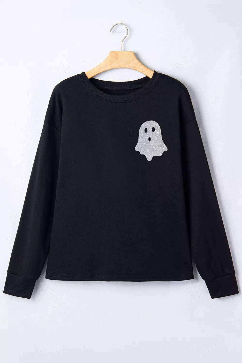 Trendsi Round Neck Ghost Print Regular Fit Graphic Long Sleeve T-Shirt -