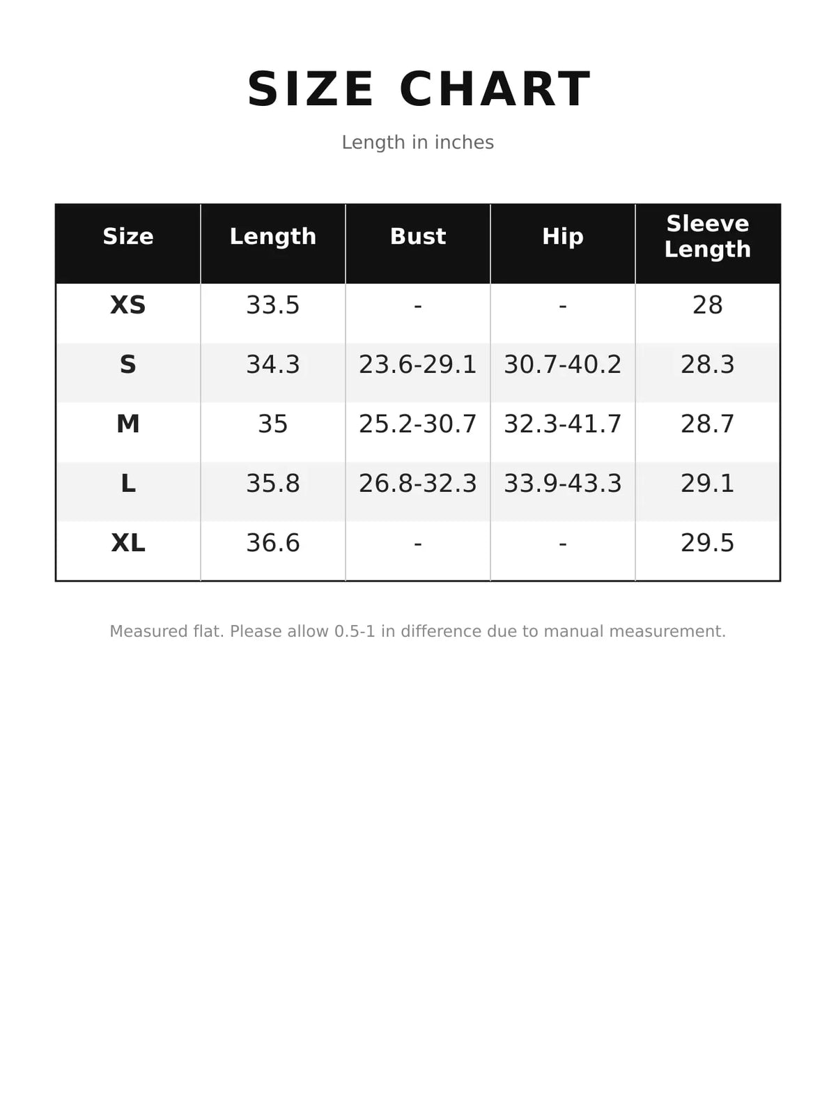 Size chart for women's one shoulder knit mini dress