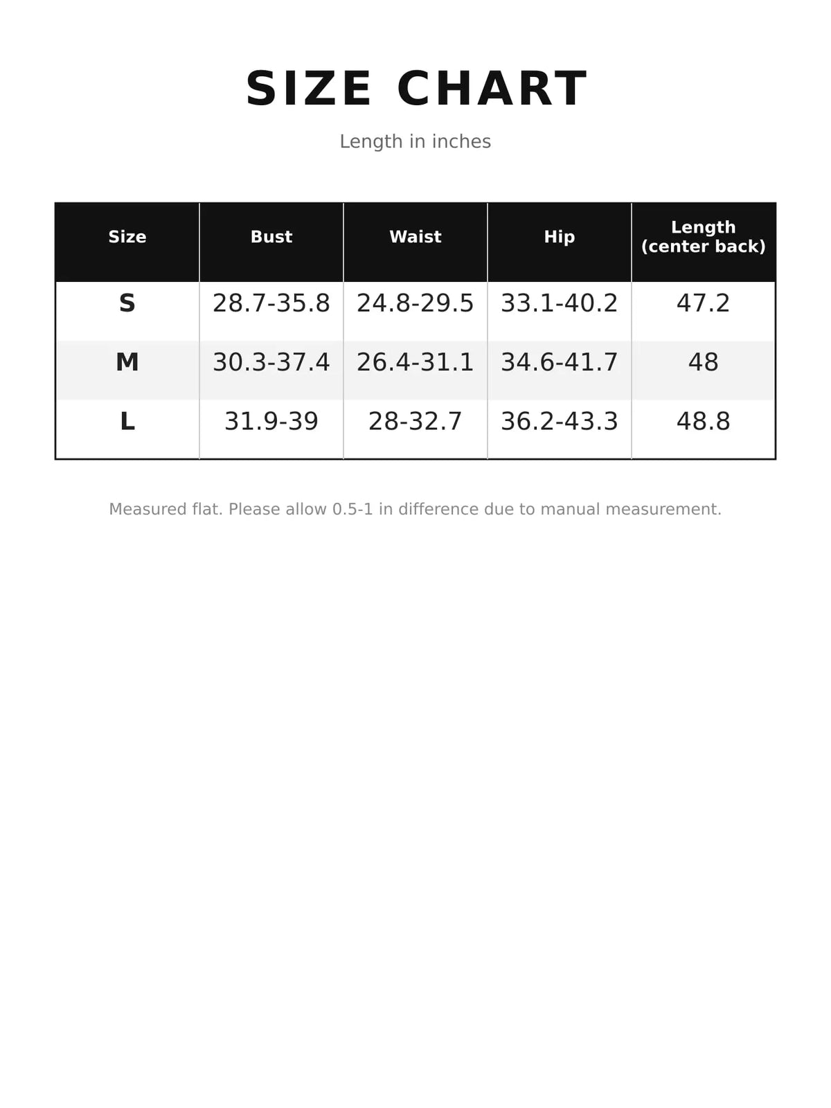 Cowl neck spaghetti-strap maxi dress, size and measurement chart