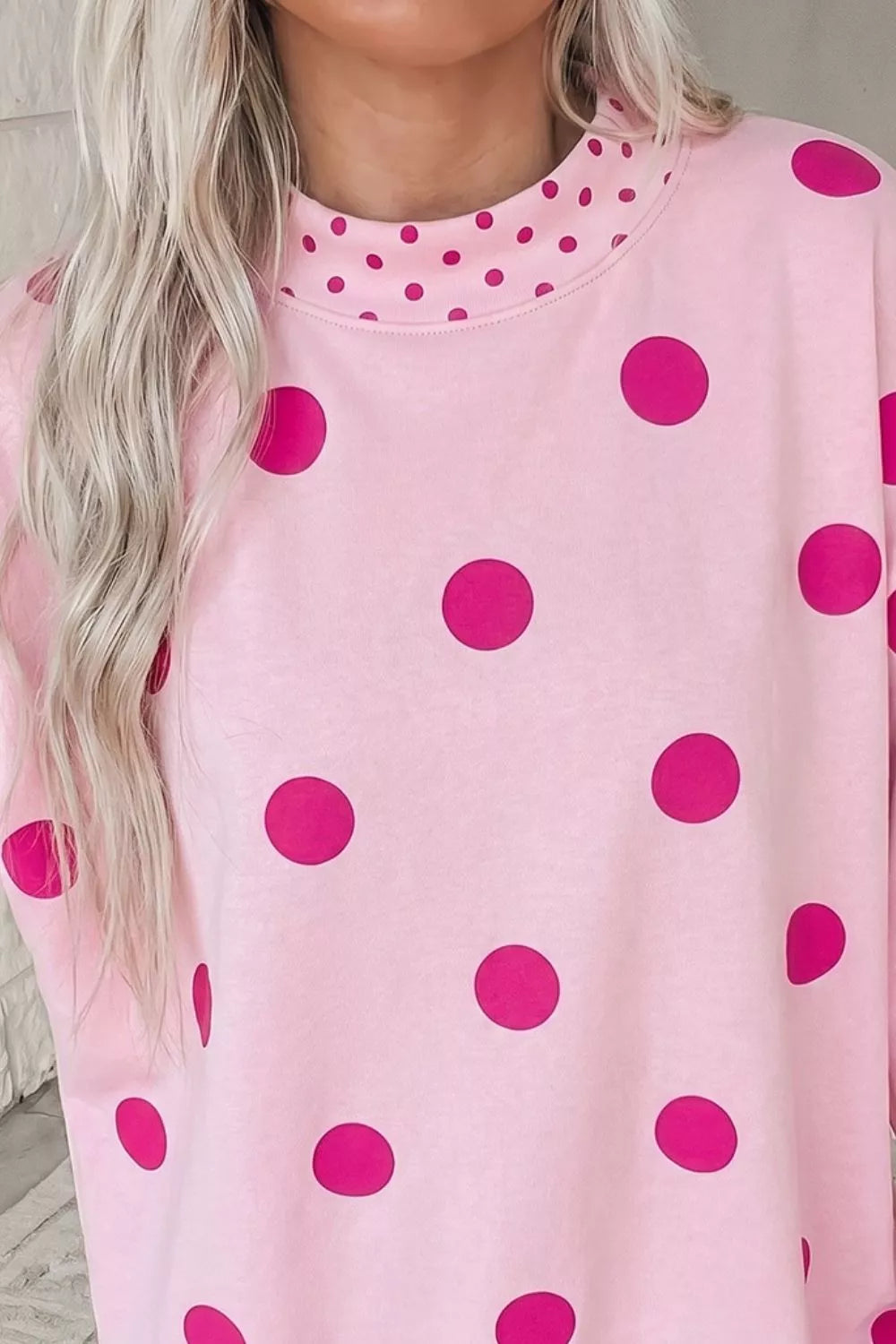 Trendsi Polka Dot Dropped Shoulder Sweatshirt -