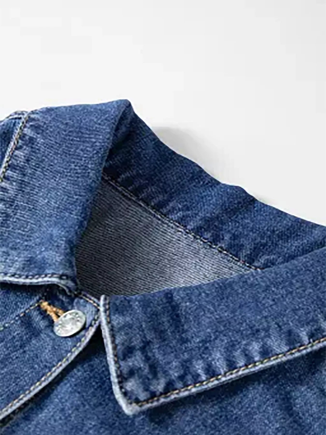 Trendsi Raw Hem Two-Tone Denim Jacket -
