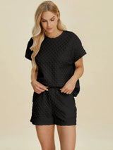 Trendsi Double Take Full Size Texture T-Shirt and Shorts Set -