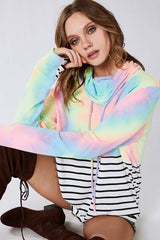 Trendsi BiBi Tie Dye French Terry Cowl Neck Top -
