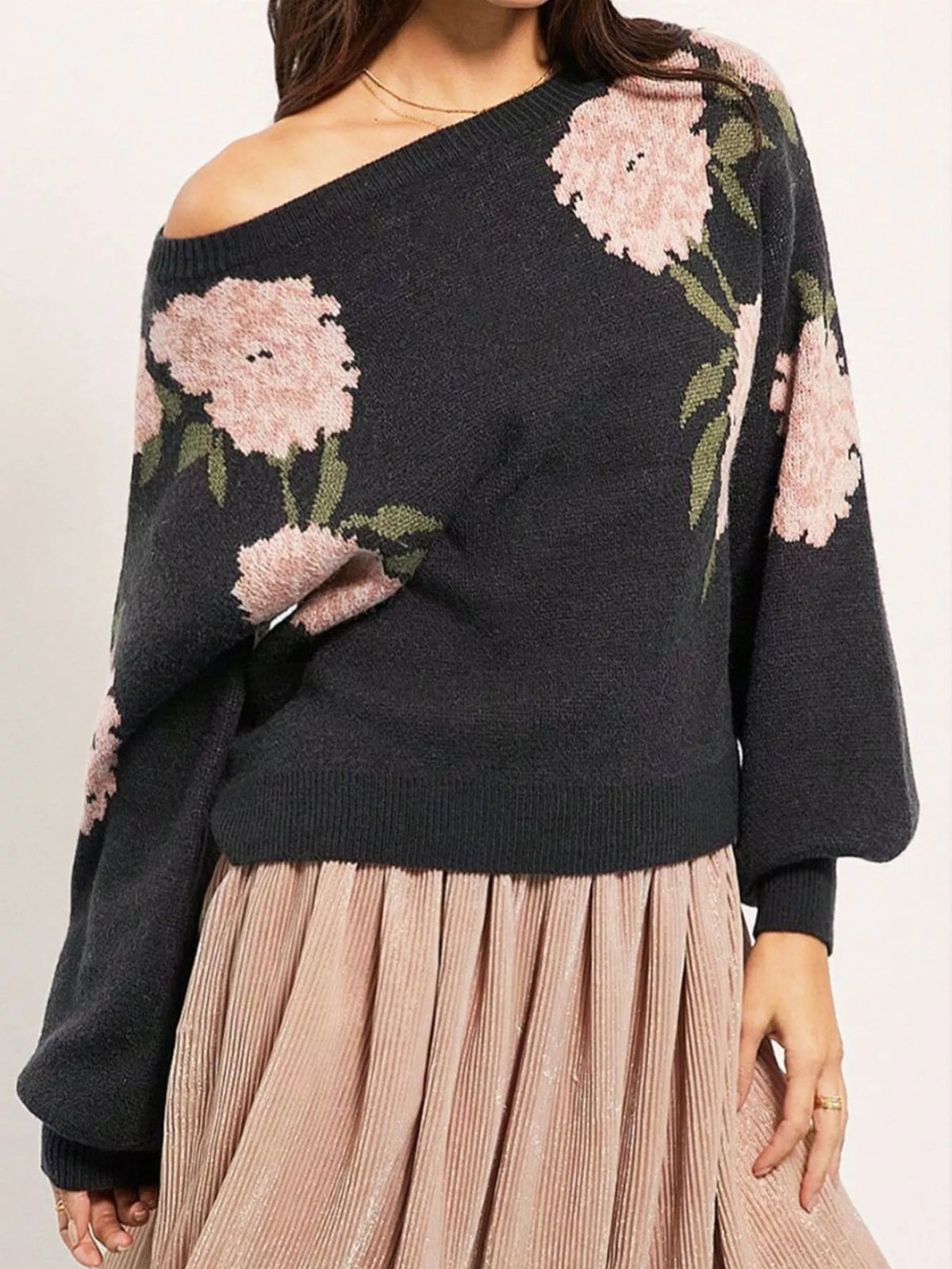 Black floral pattern sweater