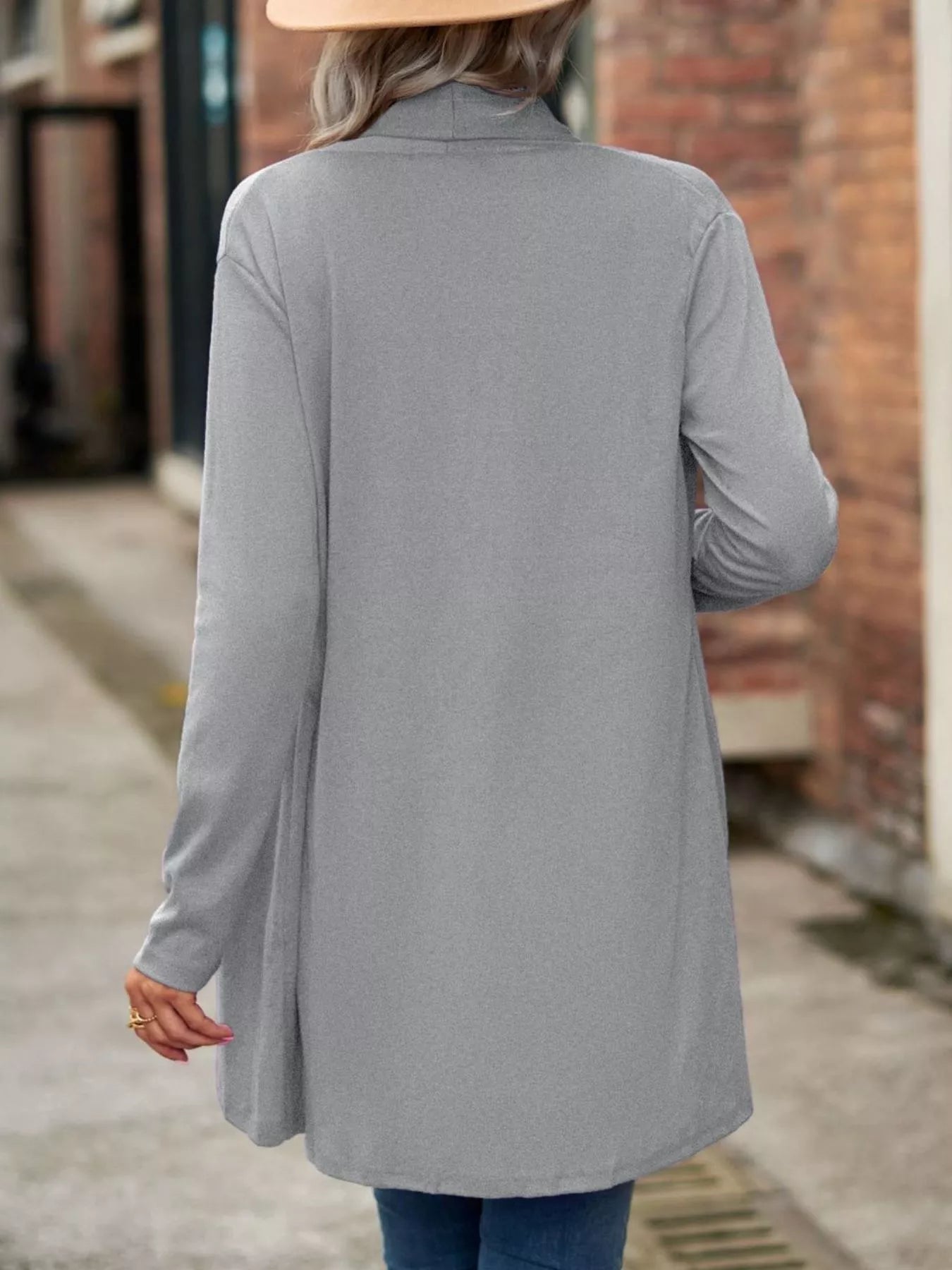 Trendsi Open-Front Dropped Shoulder Cardigan -