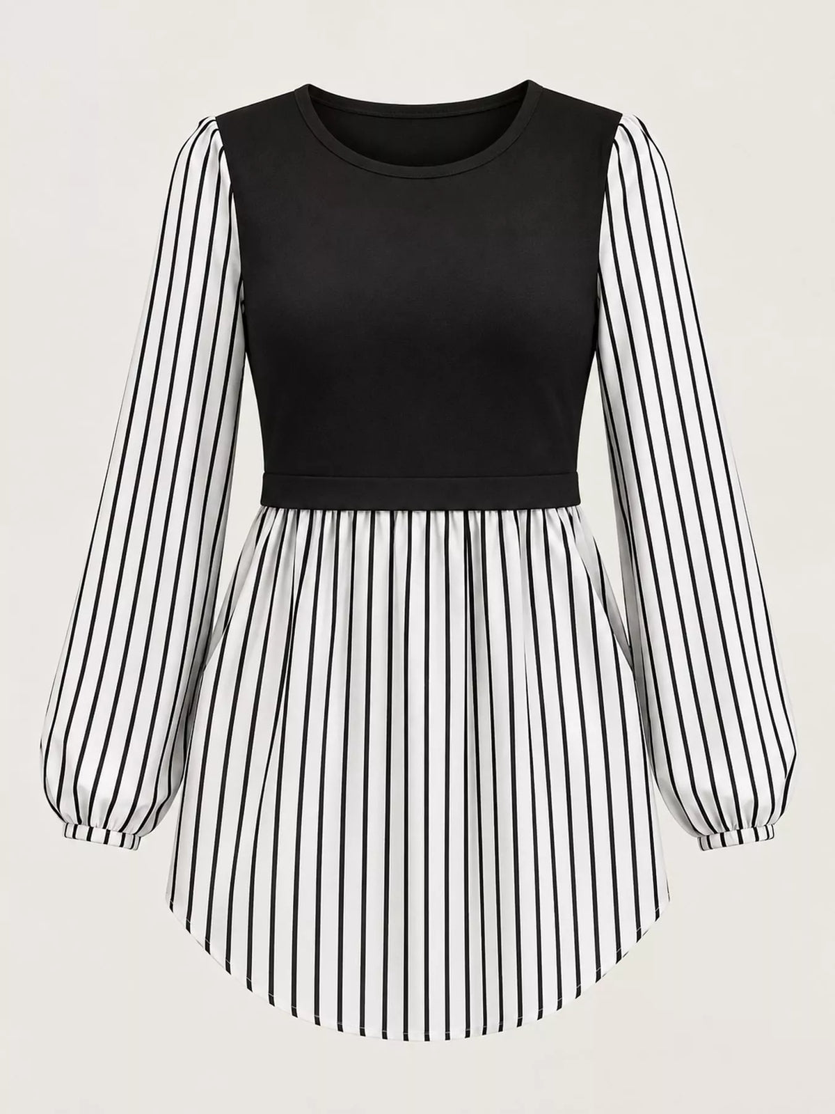 Contrast Panel Long Sleeve Tunic Blouse — garment front
