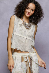 Trendsi POL Sleeveless Flowy Fit Crochet Top with Scalloped Border Accents -