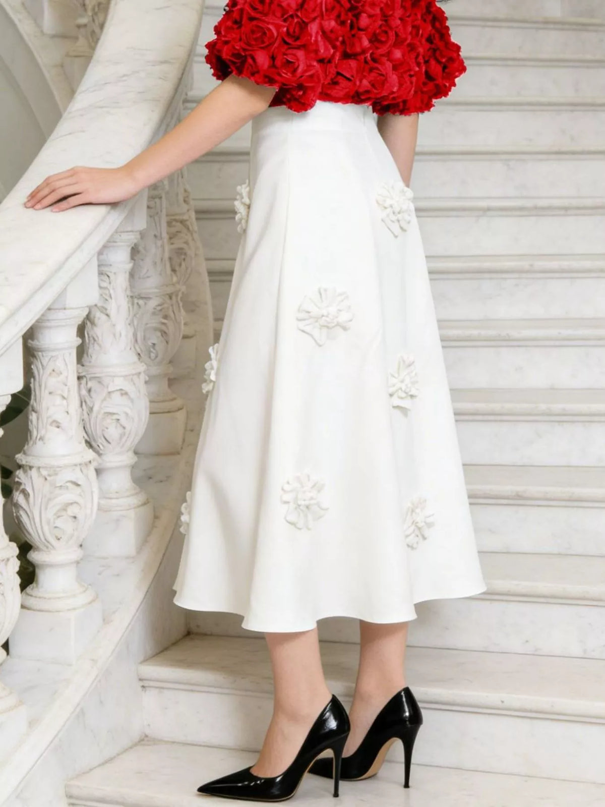 Trendsi Floral Embellished Midi Skirt -