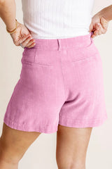 Trendsi HYFVE High Waist Pleated Linen Shorts - Shorts