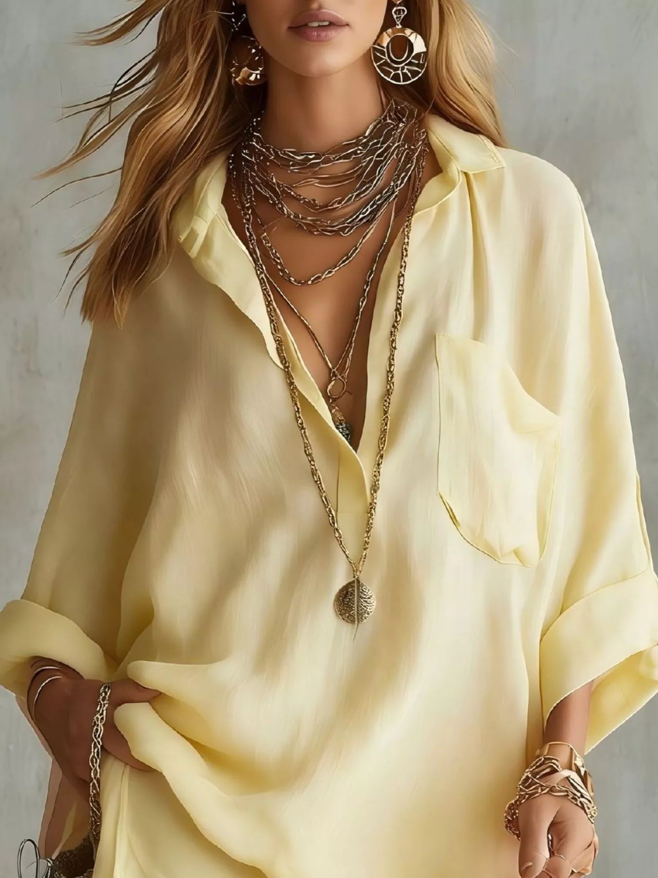 Trendsi Full Size Oversized Long Sleeve Shirt and Shorts Two-Piece Set Plus Size -