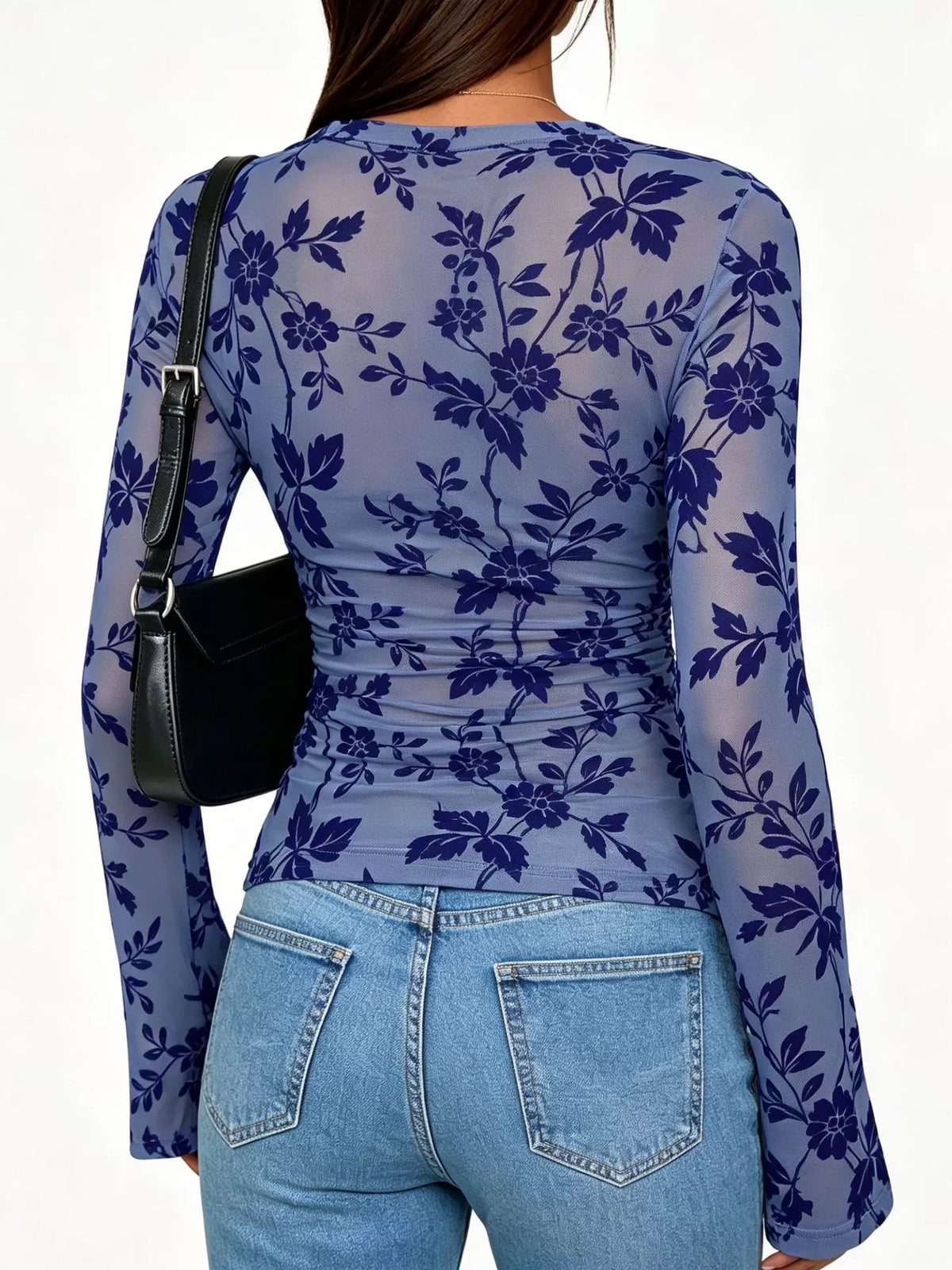 Trendsi Slim Fit Floral Print Long Sleeve Top -