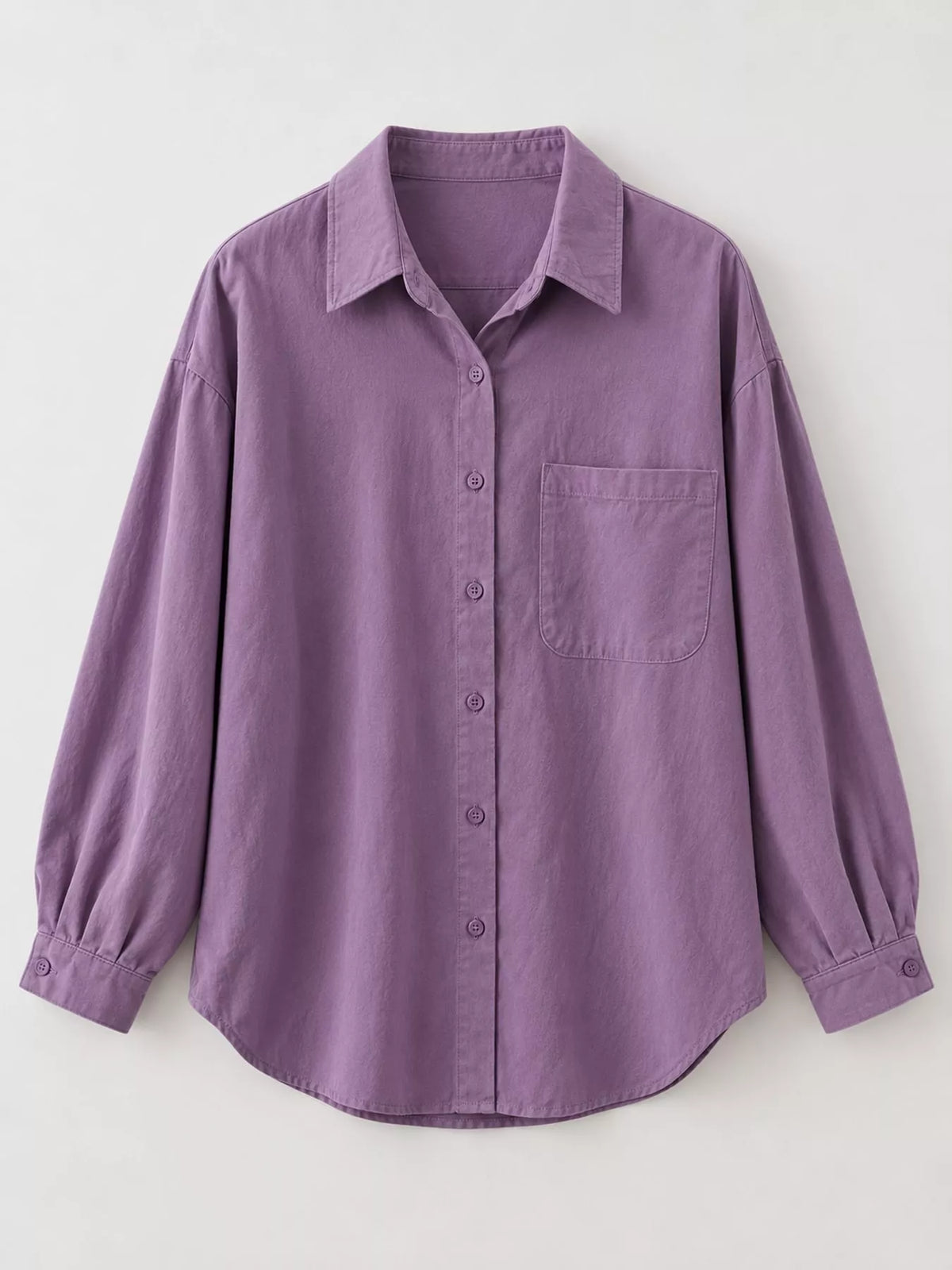 Purple oversized button-down long sleeve shirt