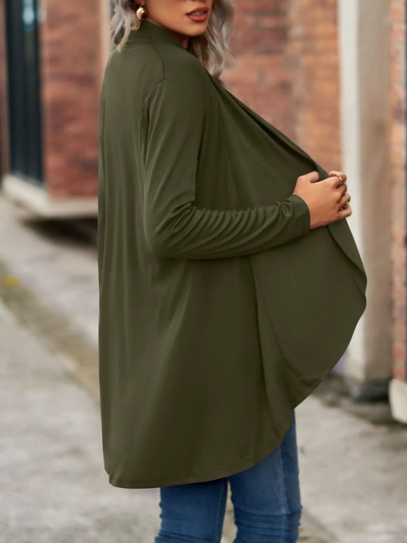 Trendsi Open-Front Dropped Shoulder Cardigan -