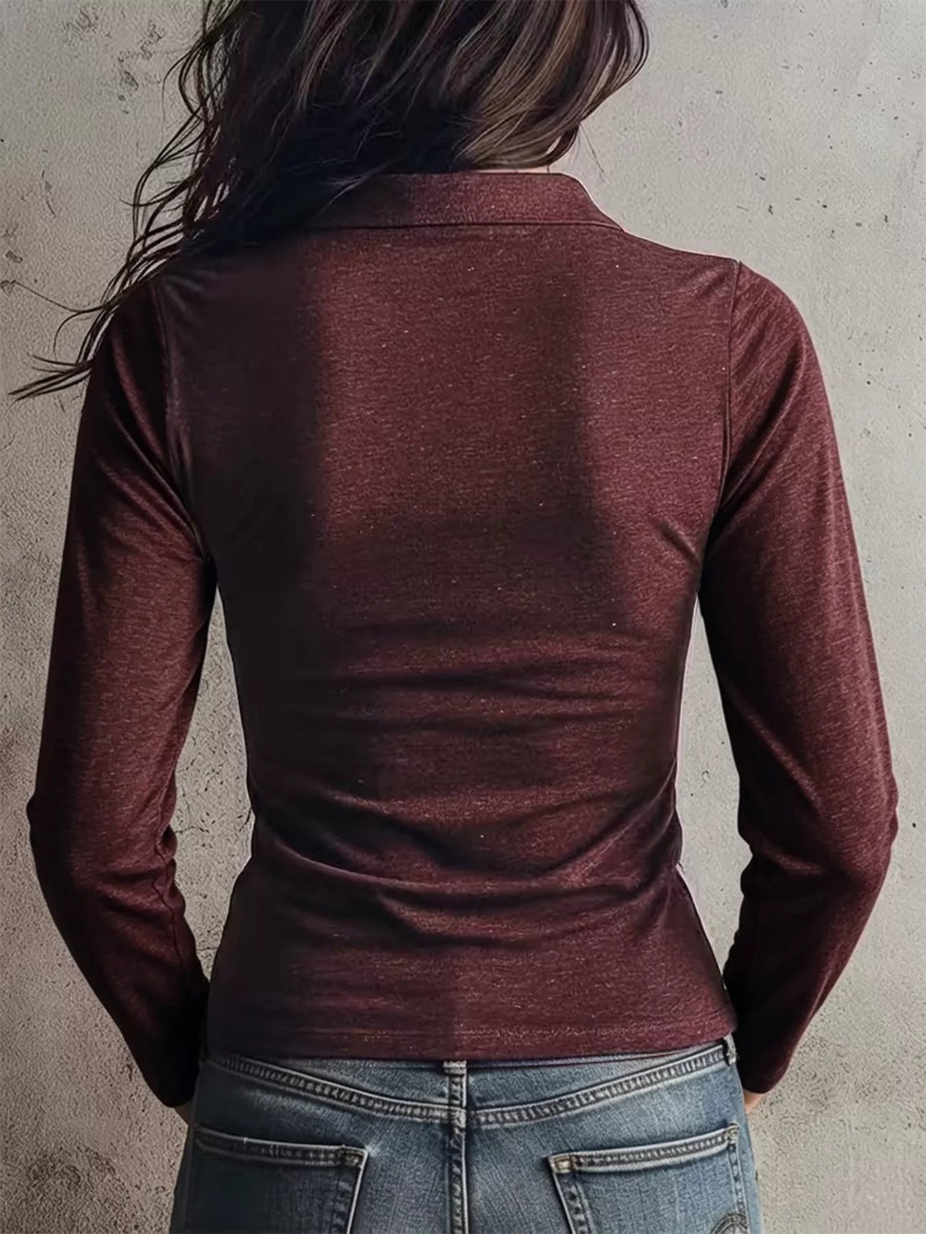 Trendsi Slim Fit Long Sleeve Quarter-Zip T-Shirt -