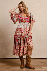 Trendsi BiBi Floral Print Mix and Match Midi Dress - Dresses