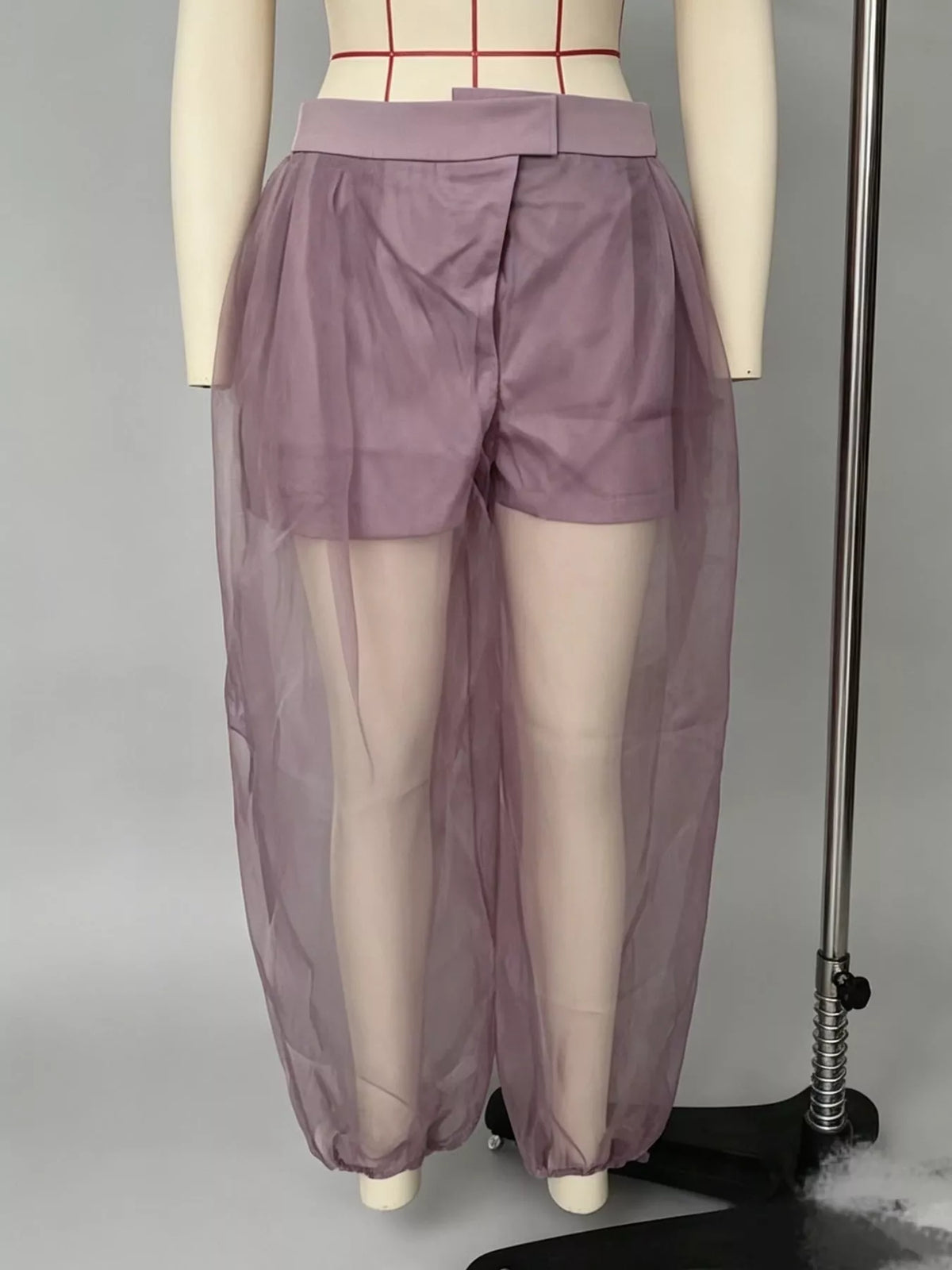 High-Waisted Sheer Tulle Balloon Pants — garment front