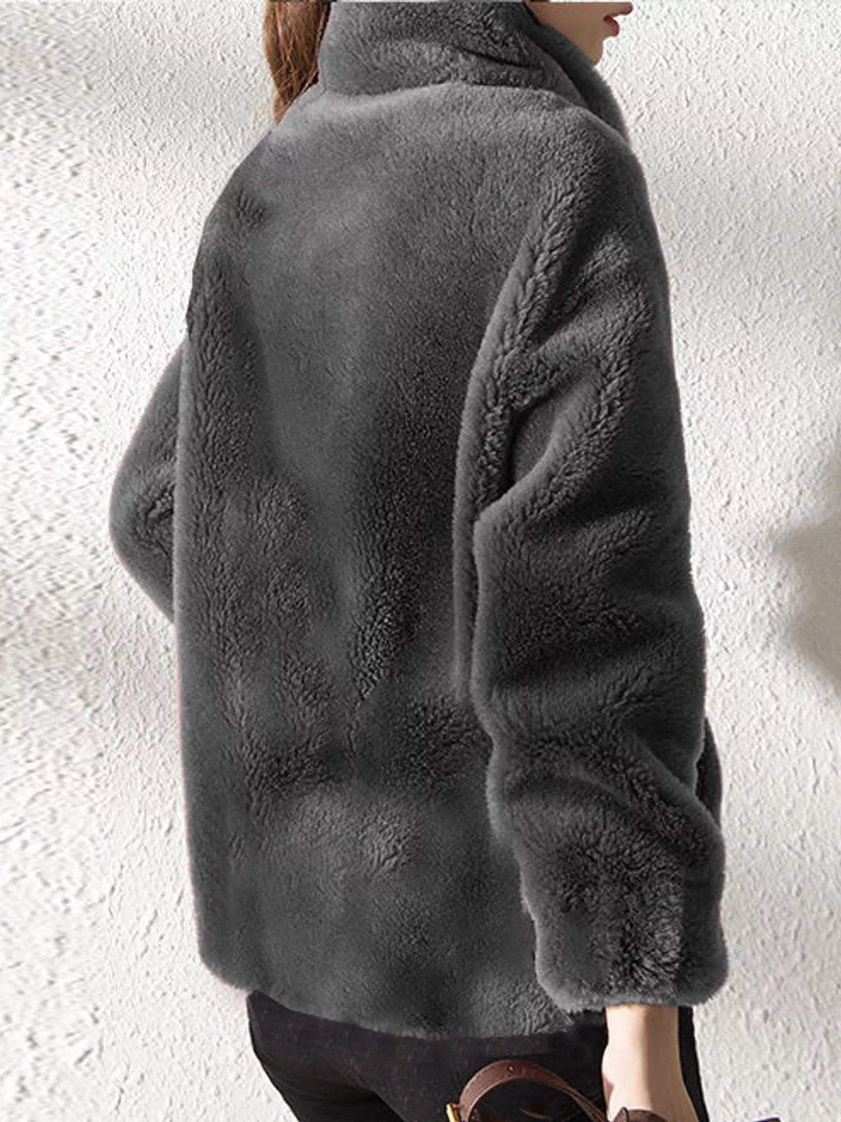 Faux-fur jacket, gray back