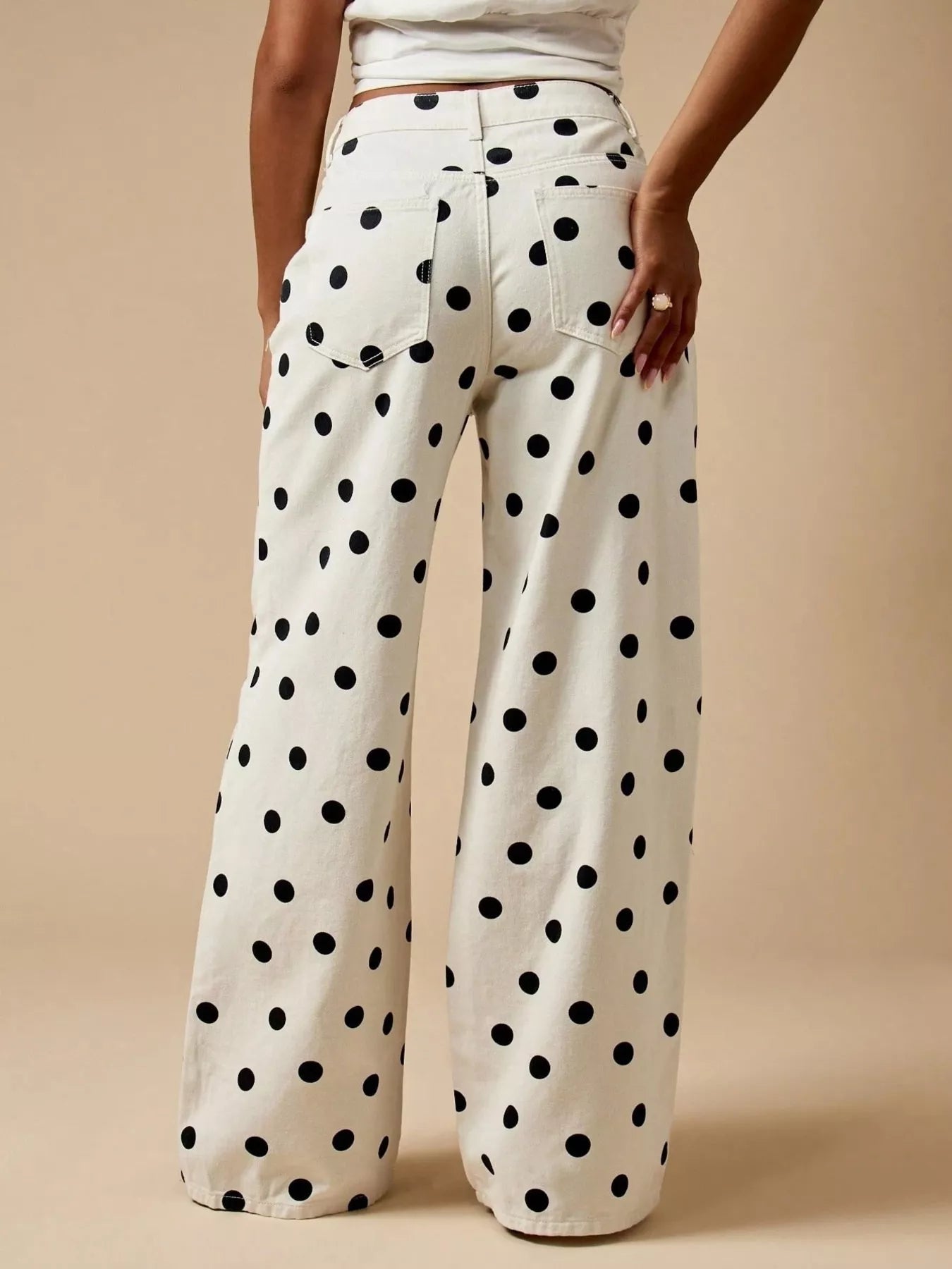 Trendsi Polka Dot Wide-Leg Jeans -
