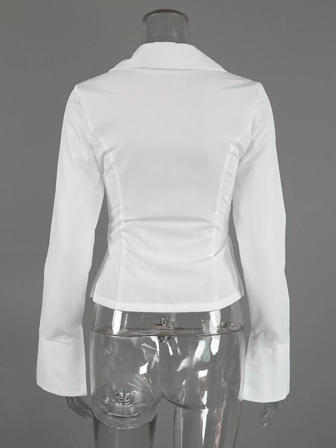 Trendsi Slim-Fit Tie Front Long Sleeve Shirt -
