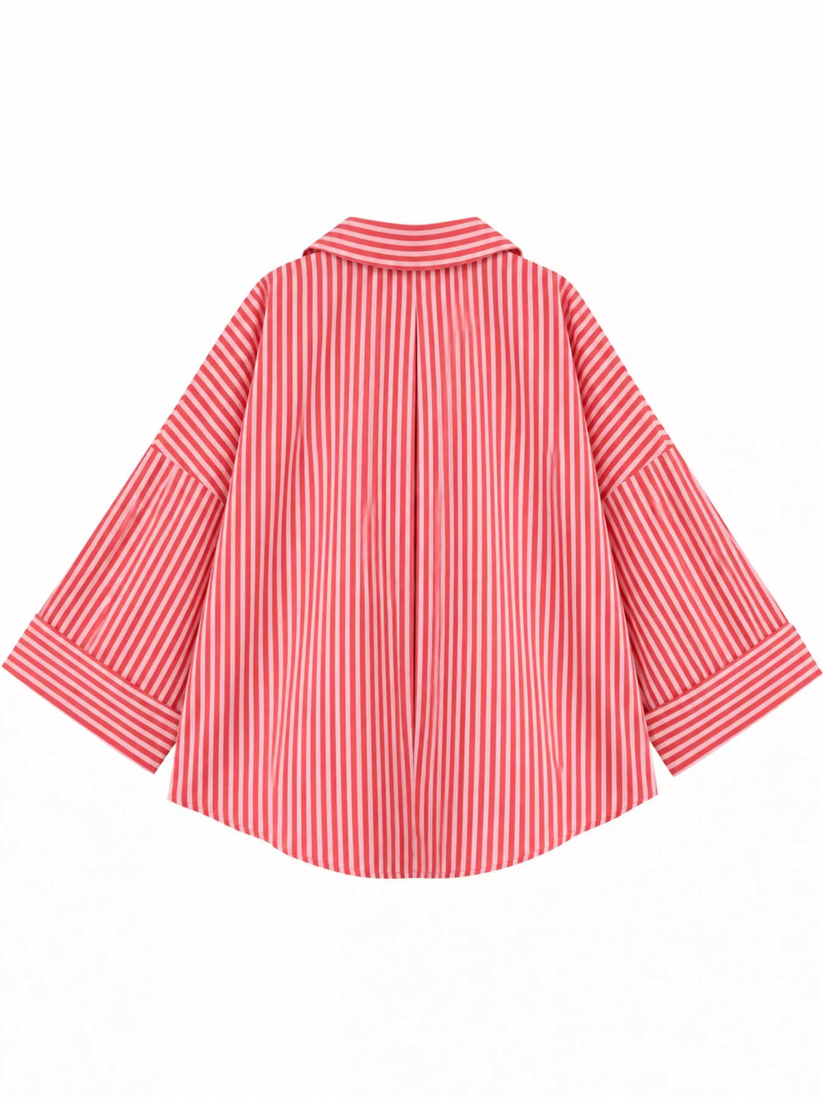 Red Stripes button-up three-quarter sleeve shirt
