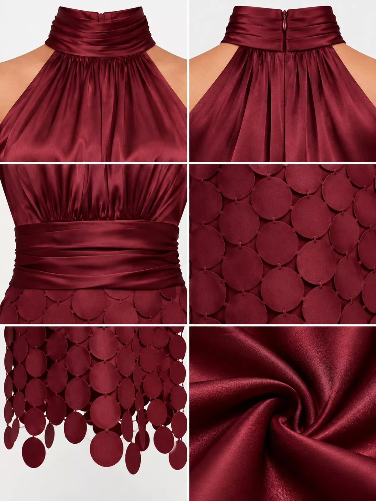 Circular Applique Sleeveless Midi Dress — construction details