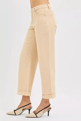 Trendsi RISEN Tummy Control Mid Rise Ankle Barrel Relaxed Baggy -