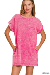Trendsi Zenana Premium Cotton Washed T-Shirt Dress -
