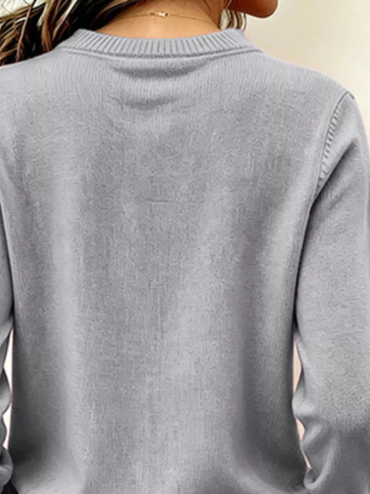 Trendsi V-Neck Long Sleeve Sweater w -