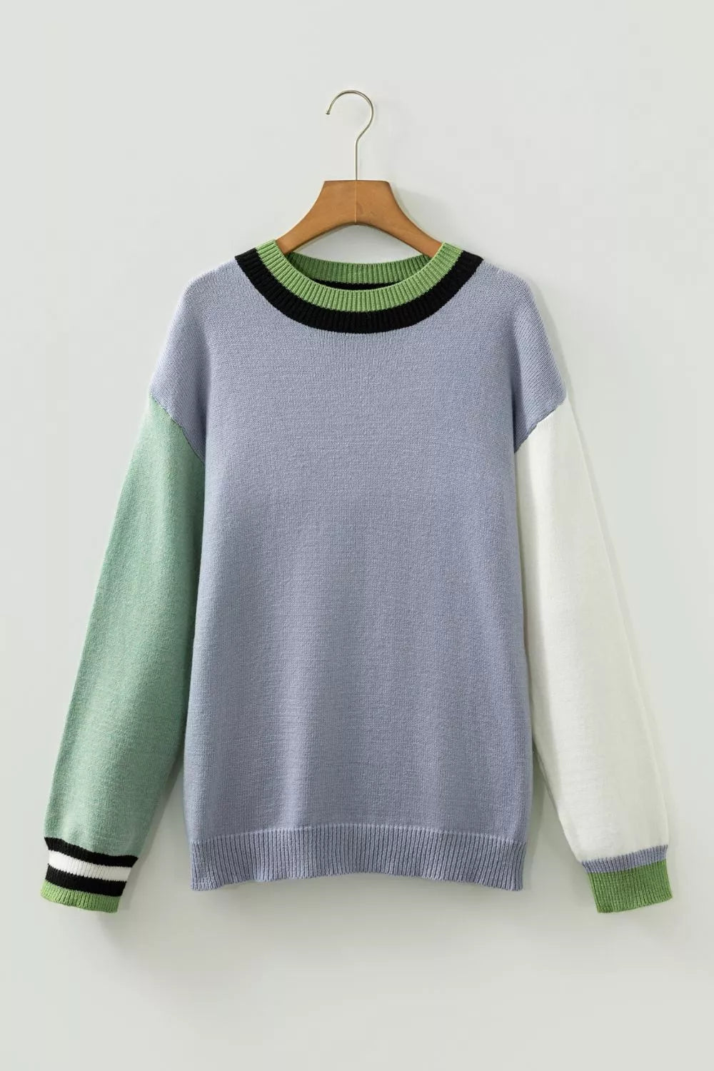 Colorblock Crew Neck Sweater — garment front