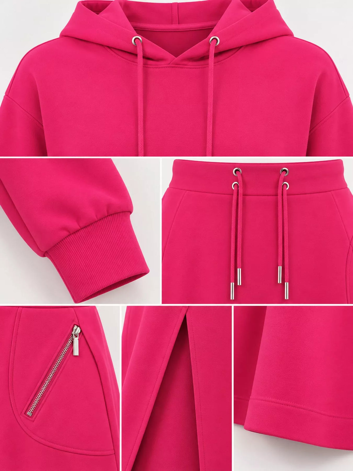 Hoodie and skirt set, garment detail