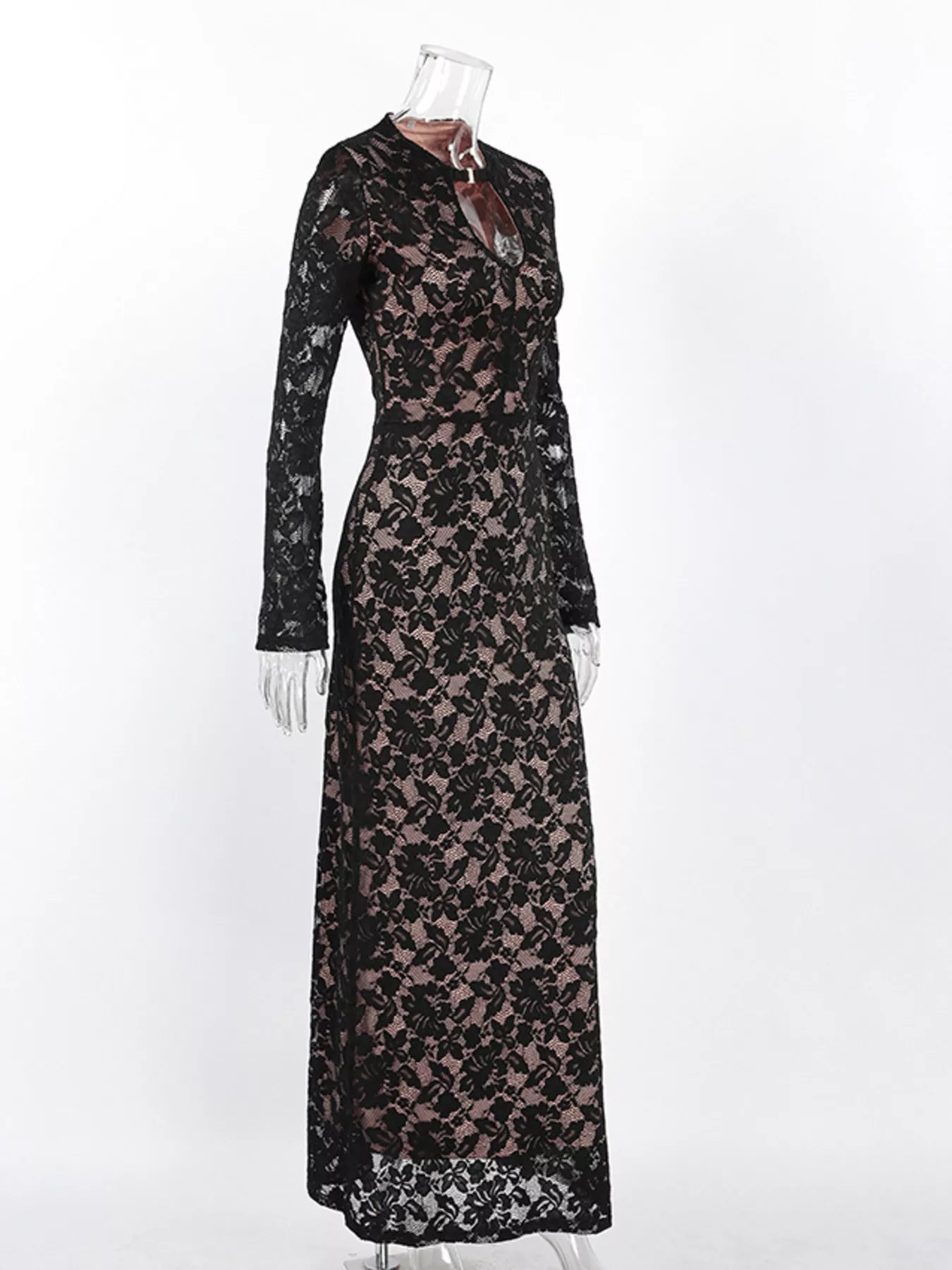 Trendsi Lace Long-Sleeve Bodycon Maxi Dress -