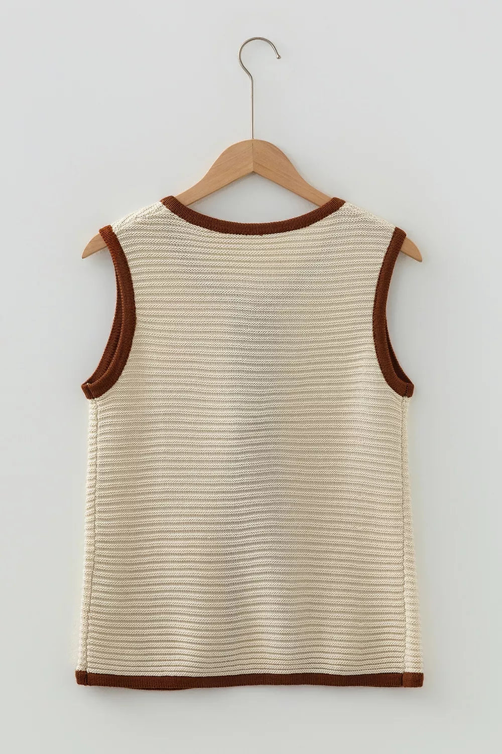 Trendsi Contrast Trim Tie-Front Sweater Vest -
