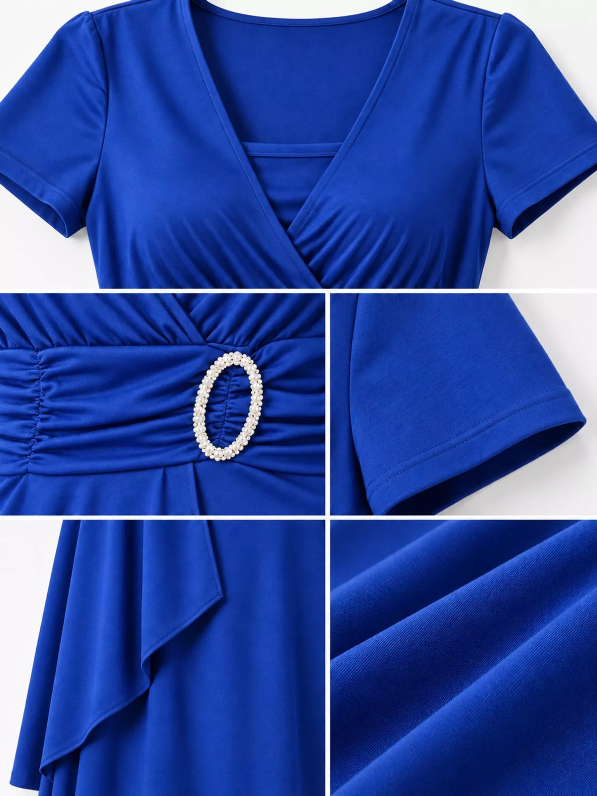 Decorative Buckle Short Sleeve Dress — construction details