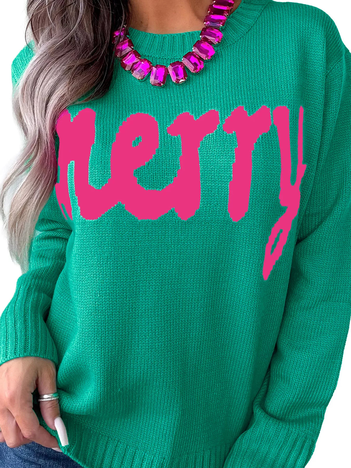 Merry sweater, green angled front