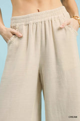 Trendsi Umgee Frayed Hem Wide Leg Pants -