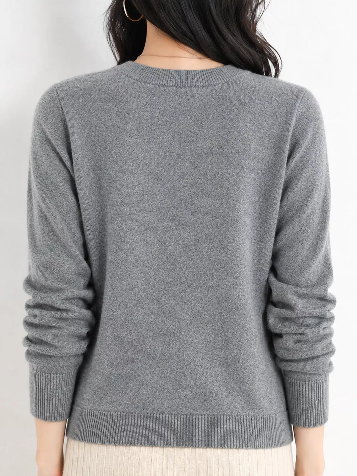 Crew Neck Long Sleeve Sweater — back view